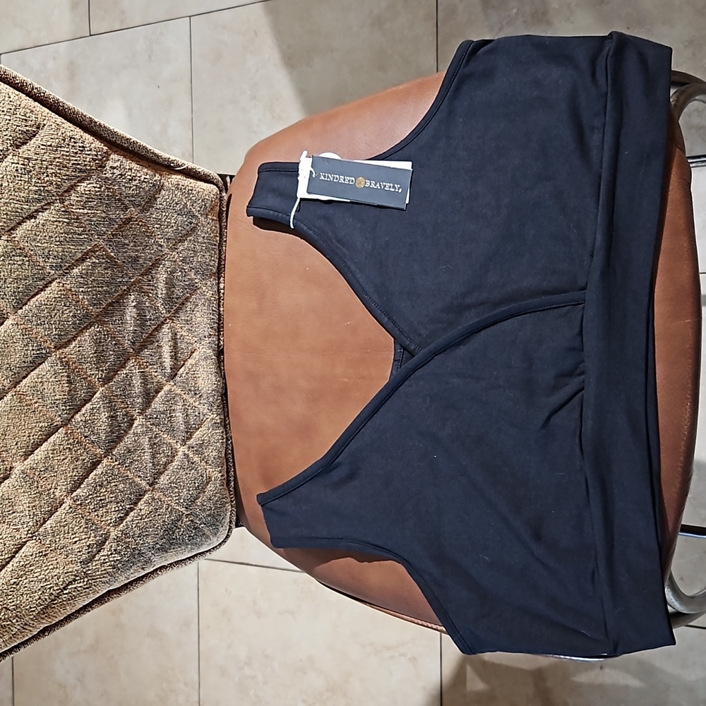 Kindred Bravely Organic Cotton Nursing & Sleep Bra Maternity Wirefree Black NWT